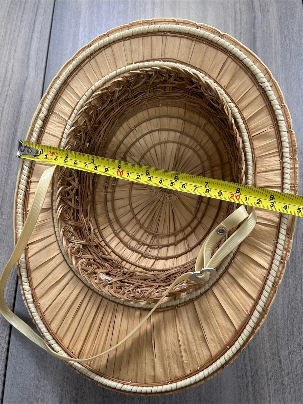 Vintage Woven Bermes Natural bamboo Straw Safari Hat
